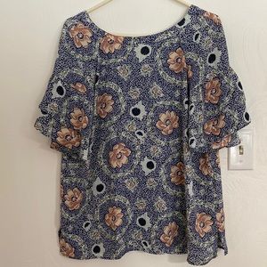 Loft blue & Mauve Polyester top.